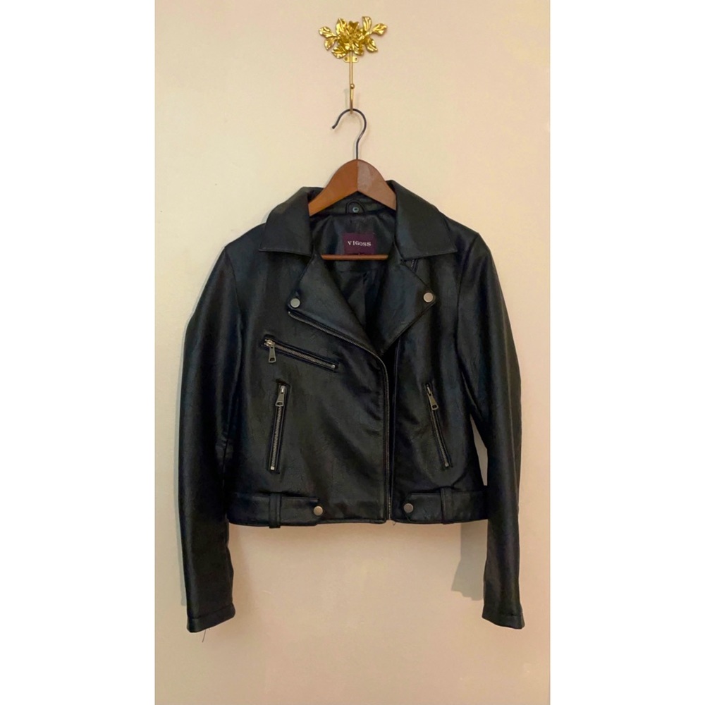 Vigoss Faux Leather Black Jacket